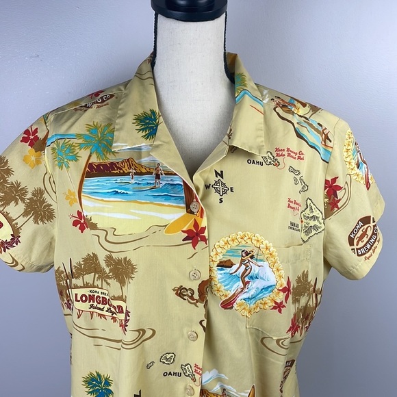 Tori Richard Honolulu Kona Brewing Co Hawaii Womens Shirt SZ XL Made in USA - Picture 2 of 11